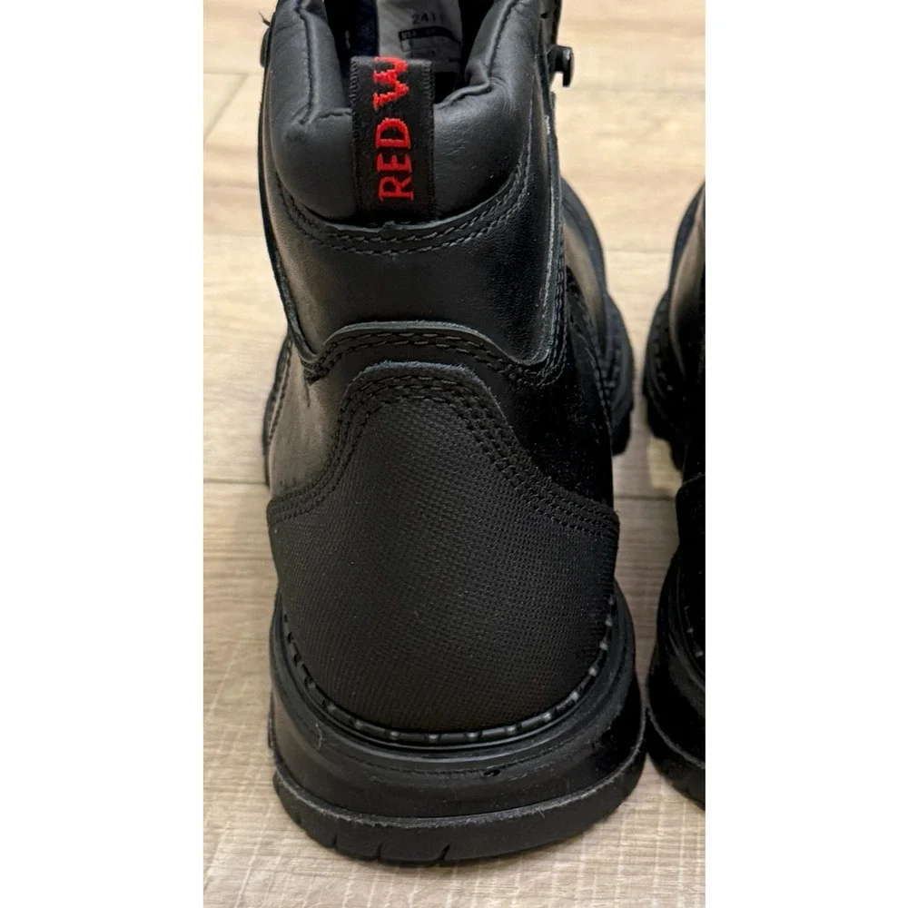 RED WING BLACK 2411 BURNSIDE 6-INCH WATERPROOF SAFETY STEEL TOE WORK BOOTS 8 H